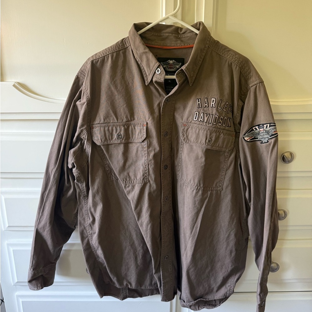 Harley-Davidson Men's Brown button up long sleeve
